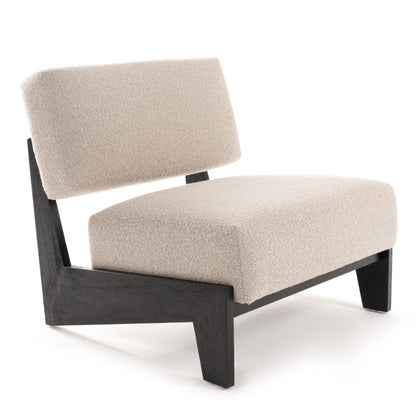 Tucker Mid‑Century Modern Light Grey Fabric Black Walnut Accent Chair