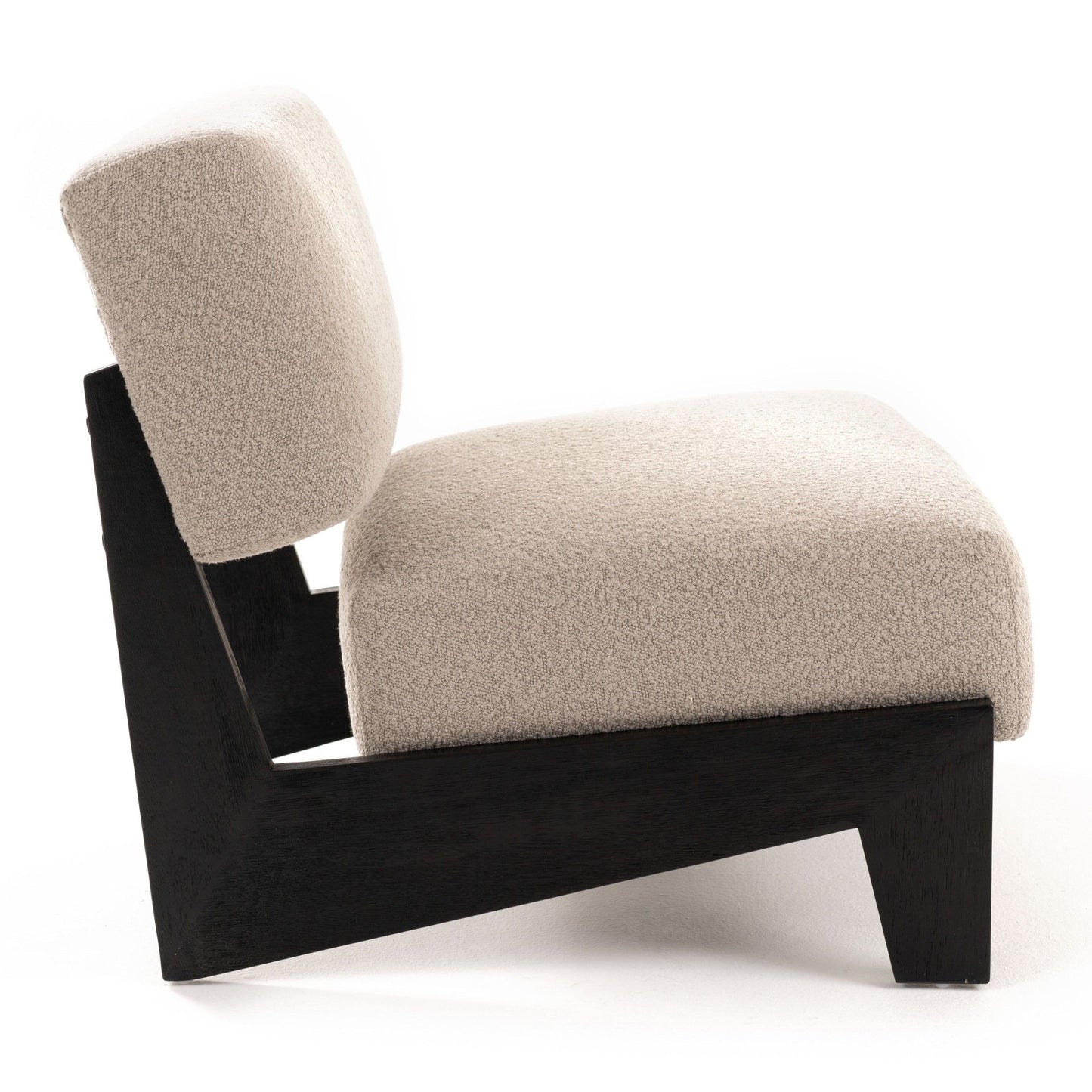 Tucker Mid‑Century Modern Light Grey Fabric Black Walnut Accent Chair