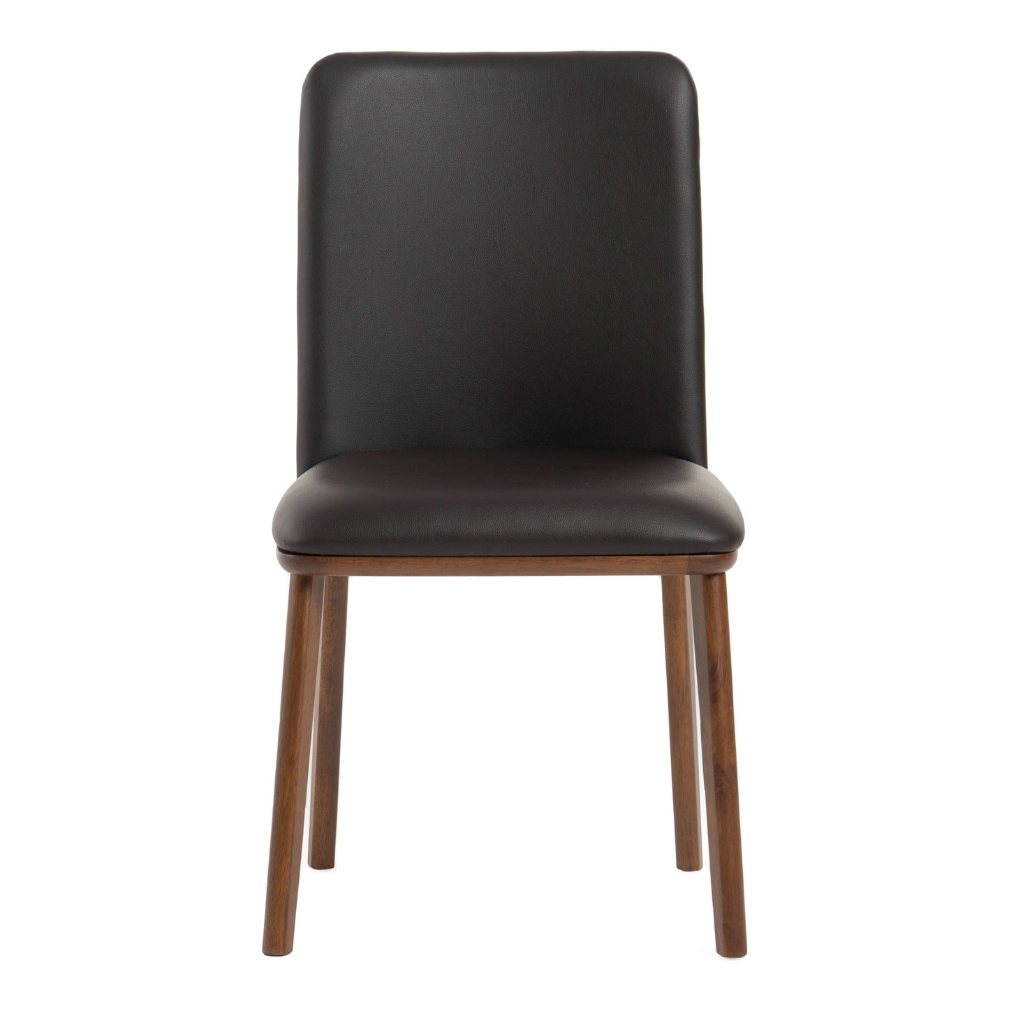 Utah Walnut Dining Chairs with Brown Faux Leather - Set of 2