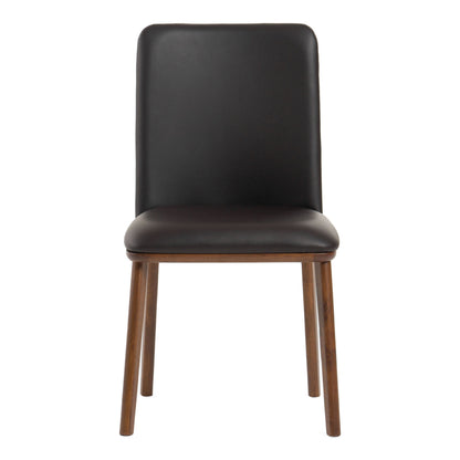 Utah Walnut Dining Chairs with Brown Faux Leather - Set of 2