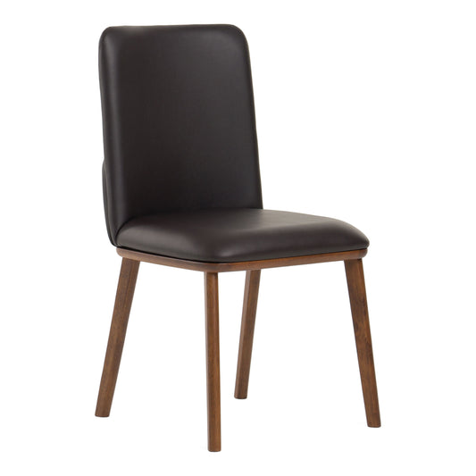 Utah Walnut Dining Chairs with Brown Faux Leather - Set of 2