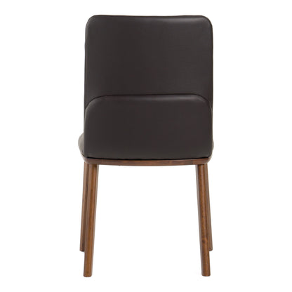 Utah Walnut Dining Chairs with Brown Faux Leather - Set of 2