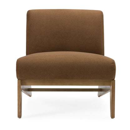 Divani Casa Vance Modern Brown Fabric and Wood Accent Chair - Stylish and Comfortable Chair for Contemporary Interiors