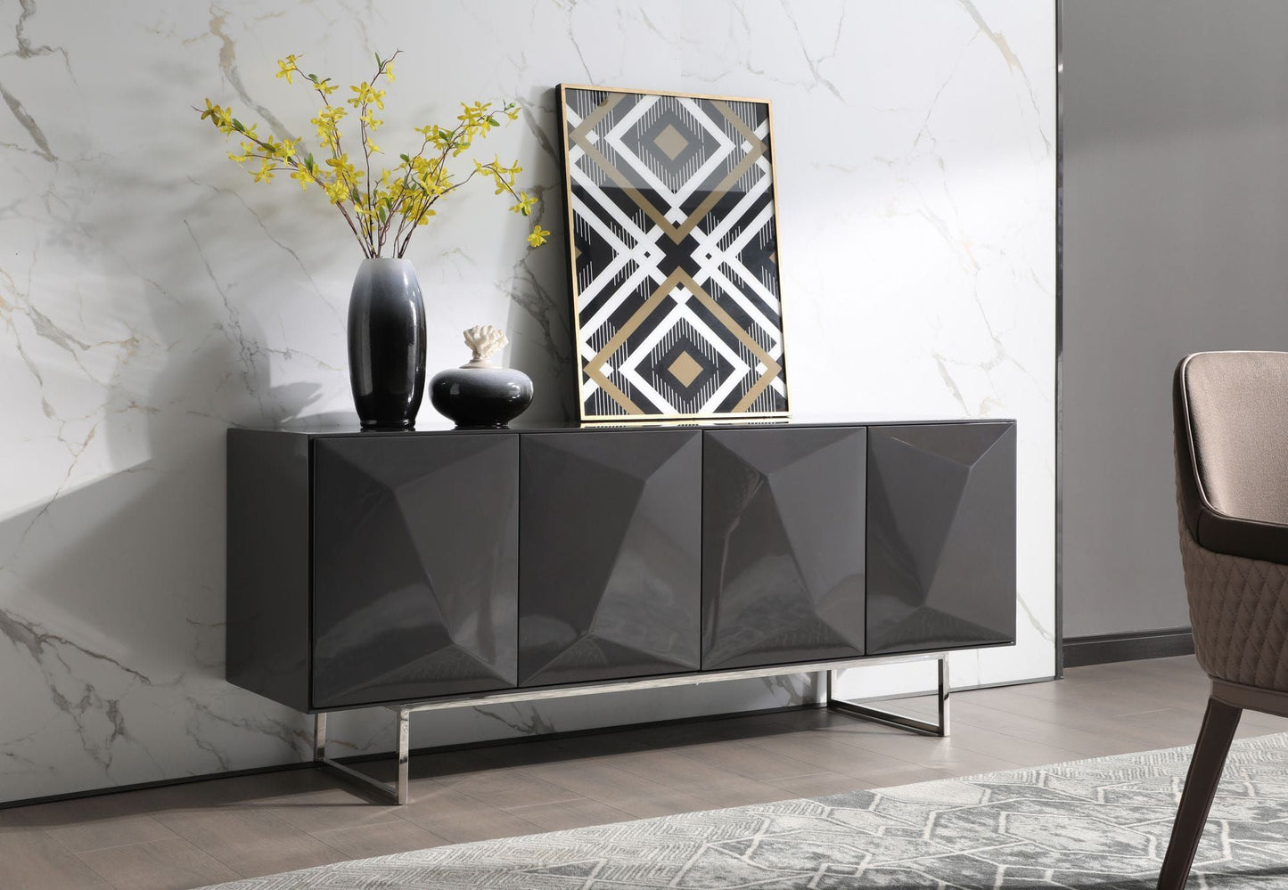 Vanguard Dark Grey High Gloss Buffet