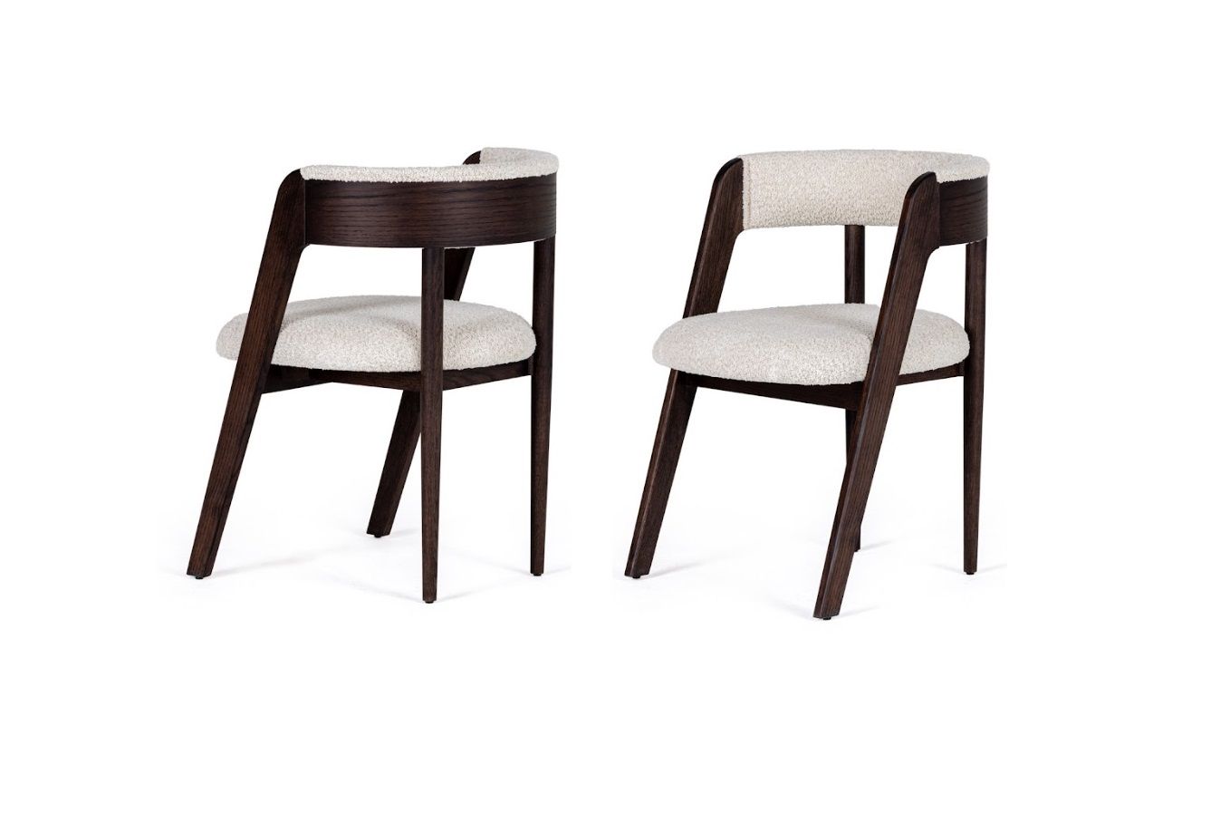 Modrest Vegas - Modern Cream Fabric + Walnut Oak Dining Chair (Set of 2)