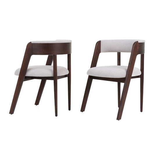 Modrest Vegas - Modern Light Grey + Walnut Oak Dining Chair (Set of 2)