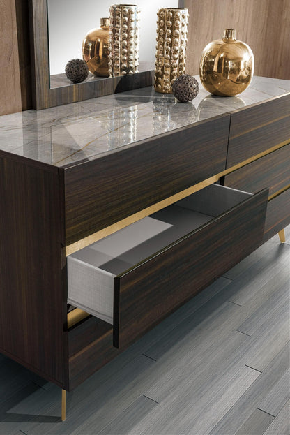 Nova Domus Velondra Modern Eucalypto & Marble 4-Piece Bedroom Set – Contemporary Luxury Furniture