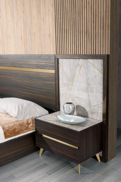 Nova Domus Velondra Modern Eucalypto & Marble 4-Piece Bedroom Set – Contemporary Luxury Furniture