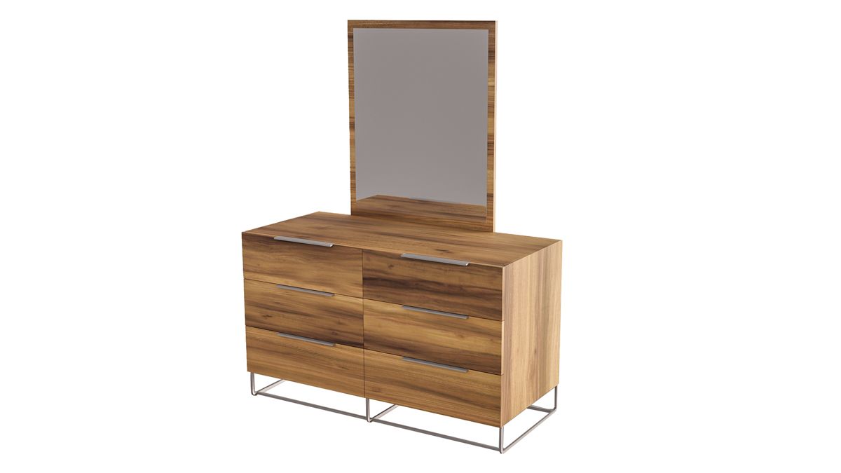 Lorenzo Italian Light Oak Bedroom Set with Stainless Steel Accents