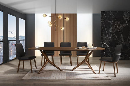 Utah Walnut Dining Chairs with Brown Faux Leather - Set of 2