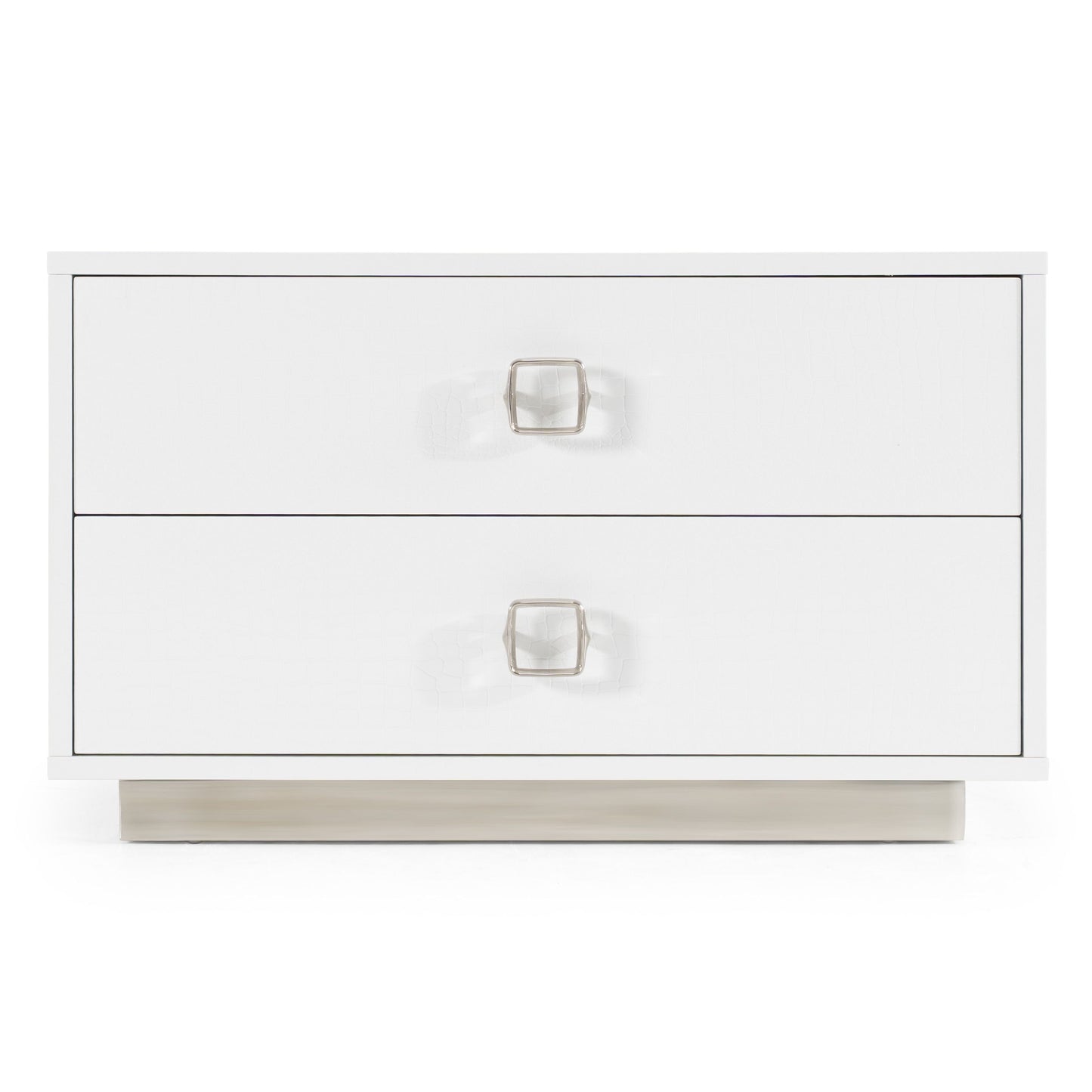 Victoria White Crocodile Two Drawer Nightstand