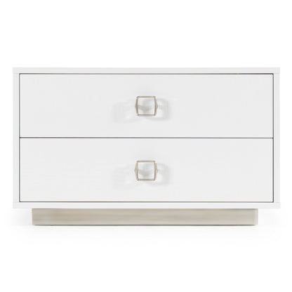Victoria White Crocodile Two Drawer Nightstand