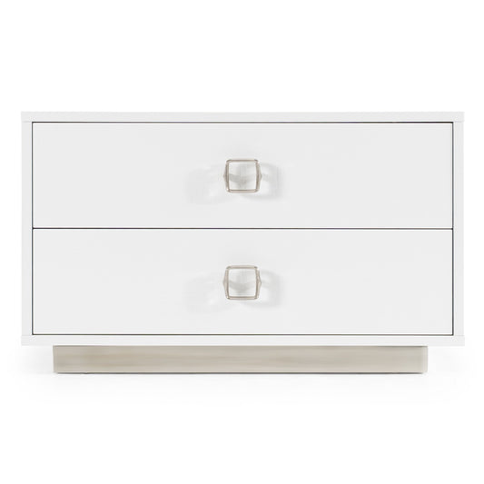 Victoria White Crocodile Two Drawer Nightstand