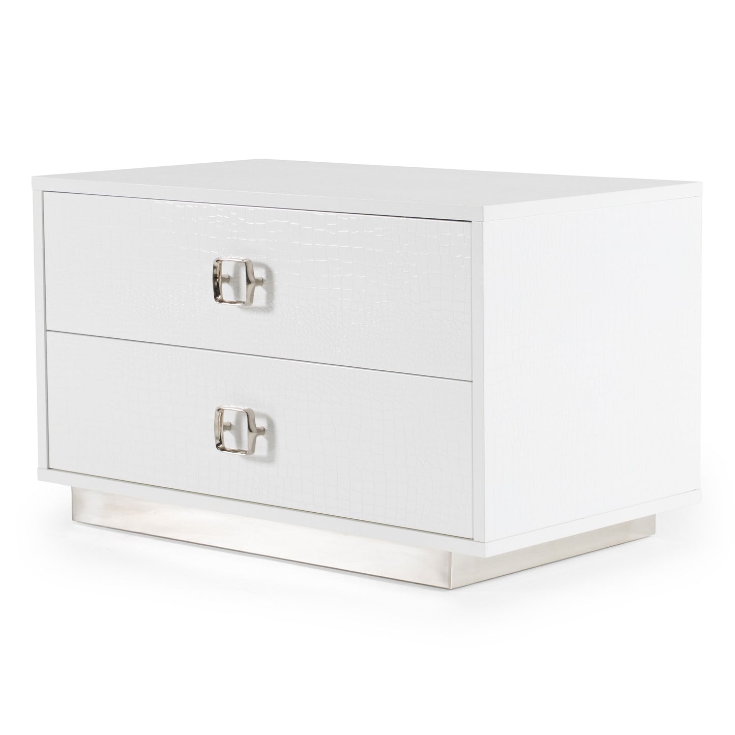 Victoria White Crocodile Two Drawer Nightstand