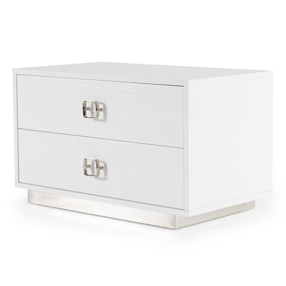 Victoria White Crocodile Two Drawer Nightstand