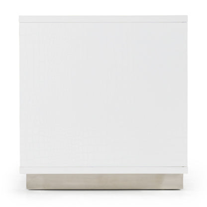 Victoria White Crocodile Two Drawer Nightstand