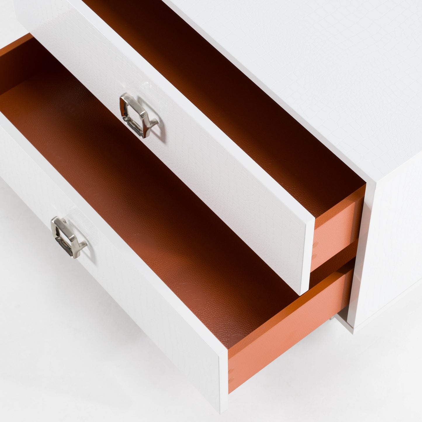 Victoria White Crocodile Two Drawer Nightstand