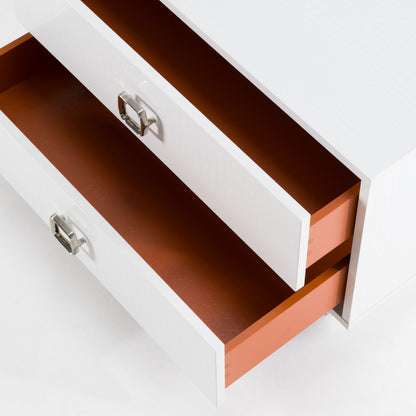 Victoria White Crocodile Two Drawer Nightstand