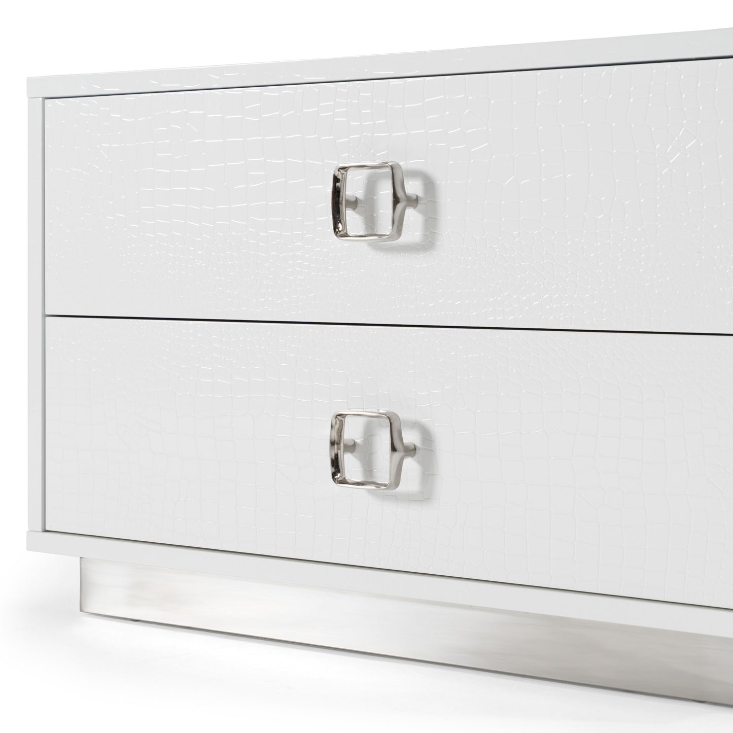 Victoria White Crocodile Two Drawer Nightstand