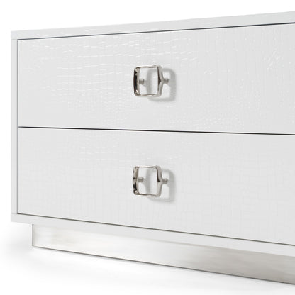 Victoria White Crocodile Two Drawer Nightstand