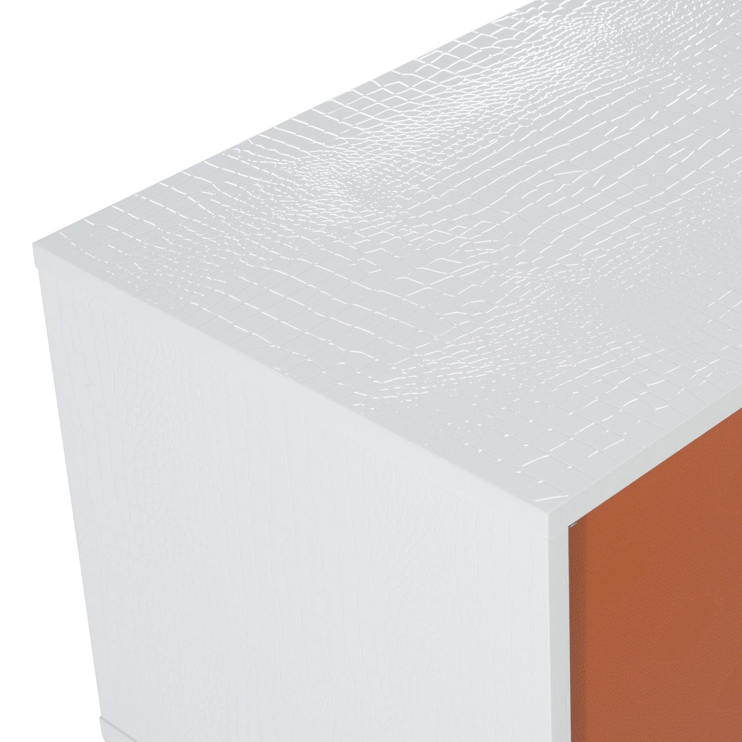 Victoria White Crocodile Two Drawer Nightstand