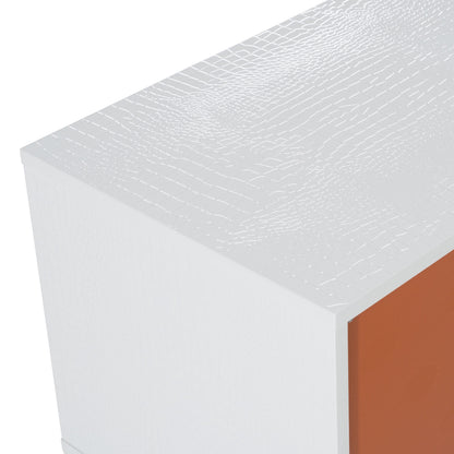 Victoria White Crocodile Two Drawer Nightstand