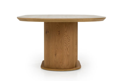 Walbrook Modern Faux Travertine Ceramic White Oak Oval Dining Table