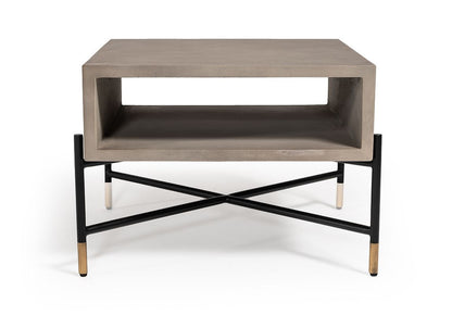 Modrest Walker Modern Coffee Table – Concrete Top with Metal Base