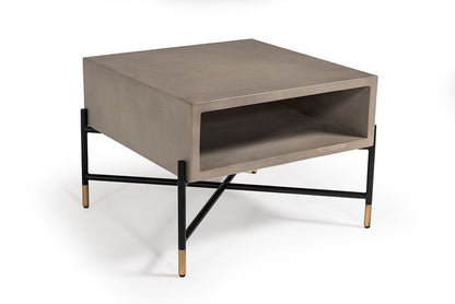 Modrest Walker Modern Coffee Table – Concrete Top with Metal Base