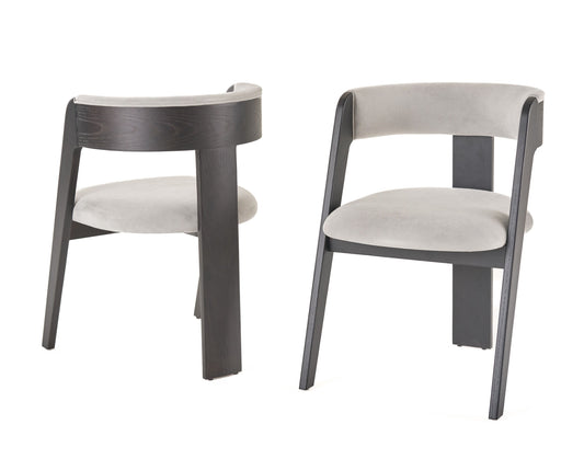 Washington Modern Grey Fabric and Ebony Oak Dining Chair Set of 2 for Contemporary Dining Rooms