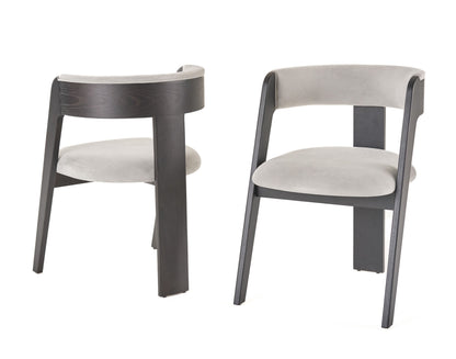 Modrest Washington Modern Grey Fabric and Ebony Oak Dining Chair Set of 2 for Contemporary Dining Rooms