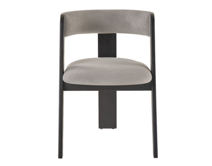 Modrest Washington Modern Grey Fabric and Ebony Oak Dining Chair Set of 2 for Contemporary Dining Rooms