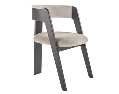 Modrest Washington Modern Grey Fabric and Ebony Oak Dining Chair Set of 2 for Contemporary Dining Rooms