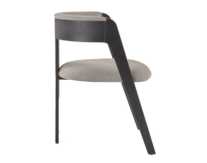 Modrest Washington Modern Grey Fabric and Ebony Oak Dining Chair Set of 2 for Contemporary Dining Rooms