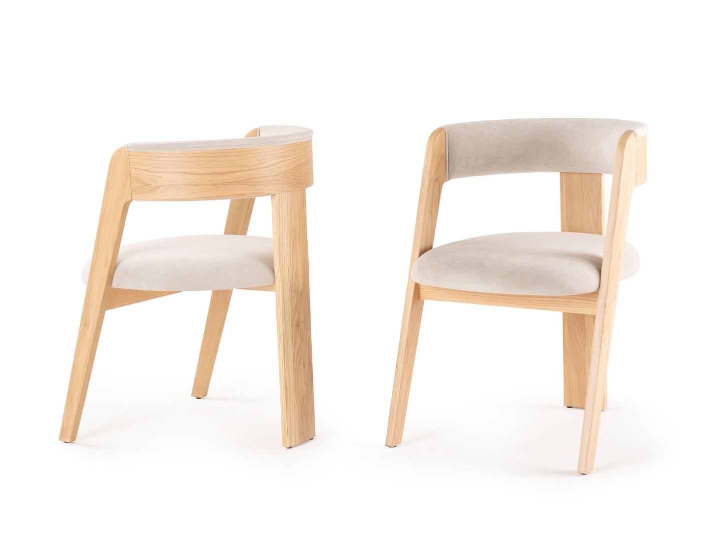 Modrest Washington - Modern Cream Velvet + Natural Oak Dining Chair (Set of 2)