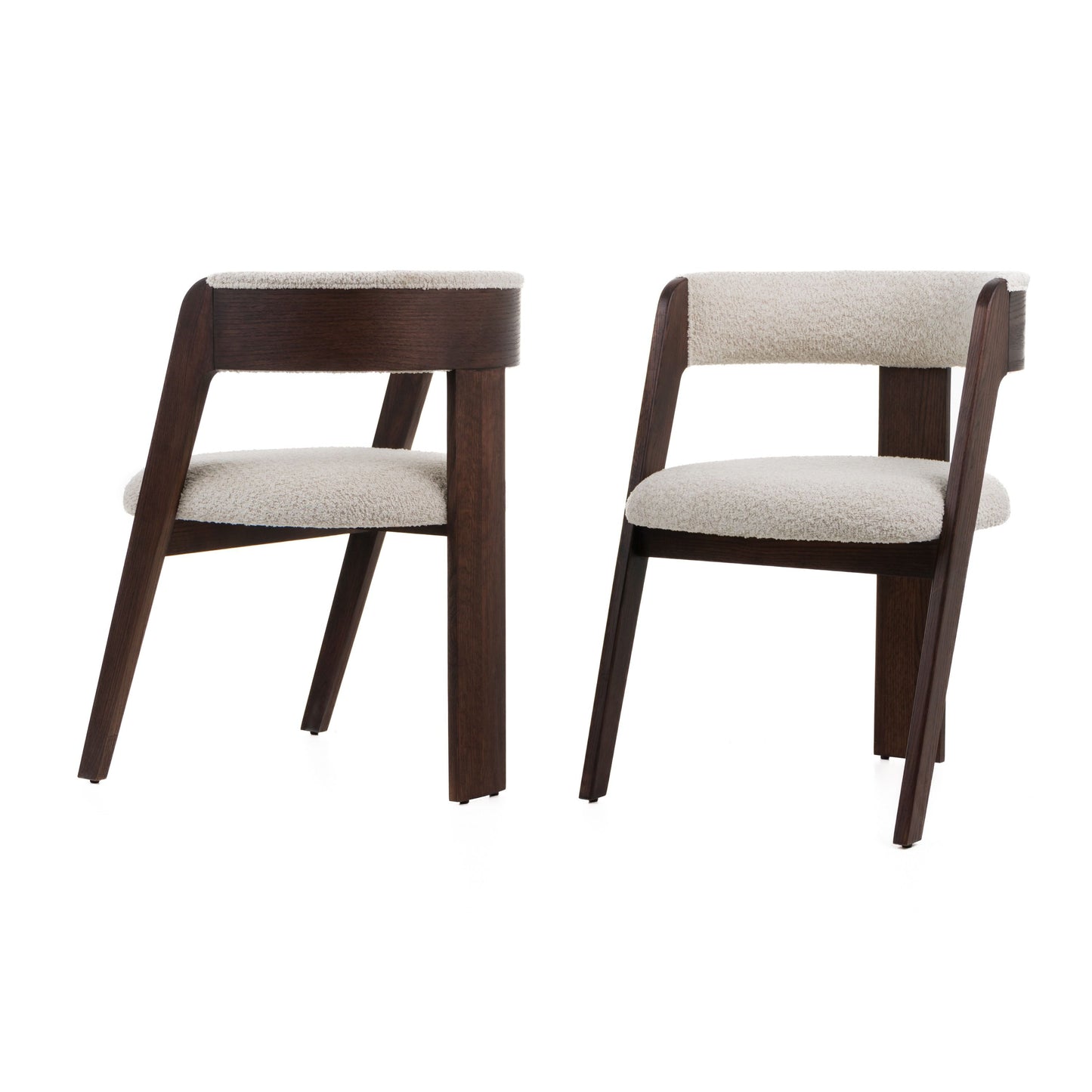 Modrest Washington - Modern Cream Fabric + Brown Oak Dining Chair (Set of 2)