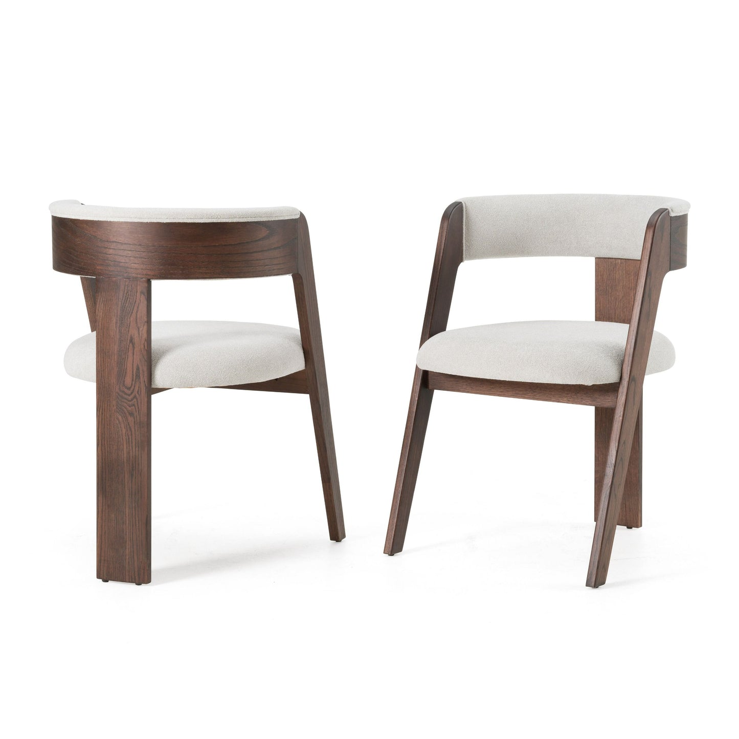 Modrest Washington - Modern Off-White Fabric + Brown Oak Dining Chair (Set of 2)