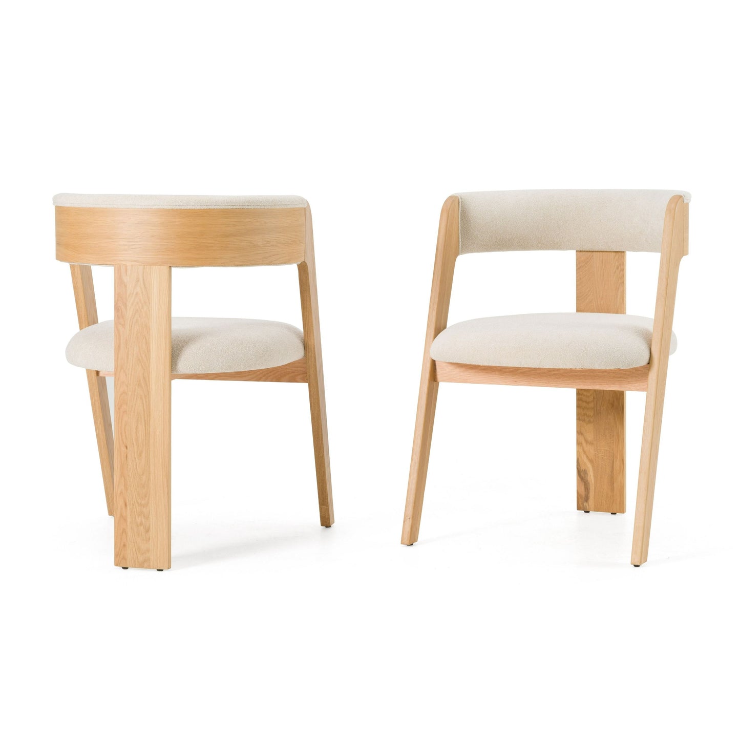 Modrest Washington - Modern Beige Fabric + White Oak Dining Chair (Set of 2)