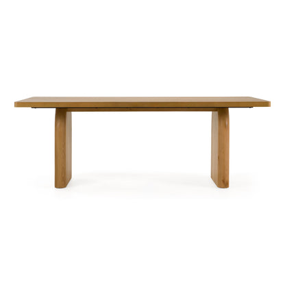 Weaver Modern Oak Rectangular Dining Table with Double Pedestal Base