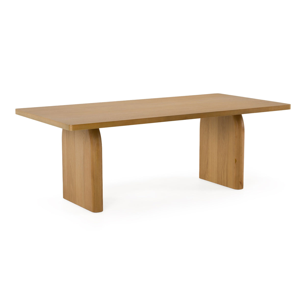 Weaver Modern Oak Rectangular Dining Table with Double Pedestal Base
