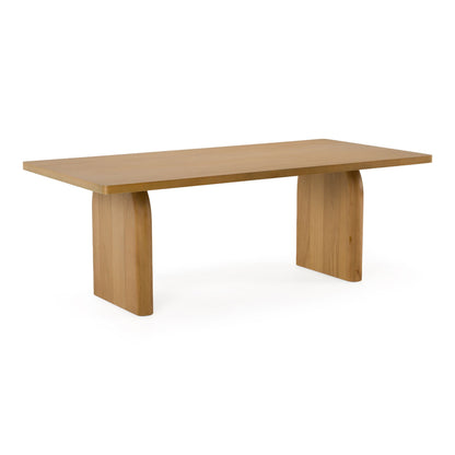 Weaver Modern Oak Rectangular Dining Table with Double Pedestal Base