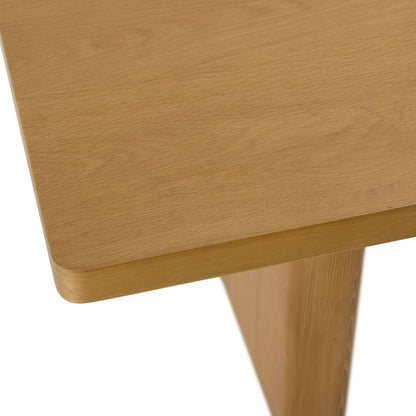Weaver Modern Oak Rectangular Dining Table with Double Pedestal Base