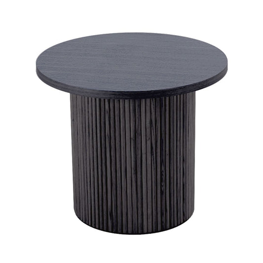 Modrest Rawlins Modern Mid Century Black Ash Round End Table - Stylish Accent Table for Living Room