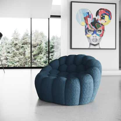 Divani Casa Yolonda Modern Curved Chair – Dark Teal Fabric Accent Lounge Chair