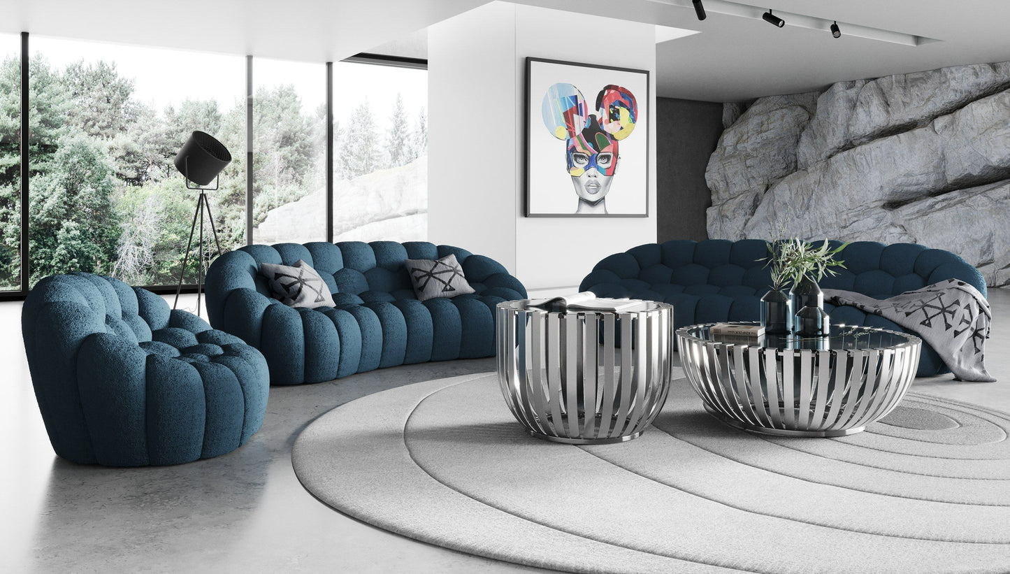 Divani Casa Yolonda - Modern Curved Dark Teal Fabric Sofa Set