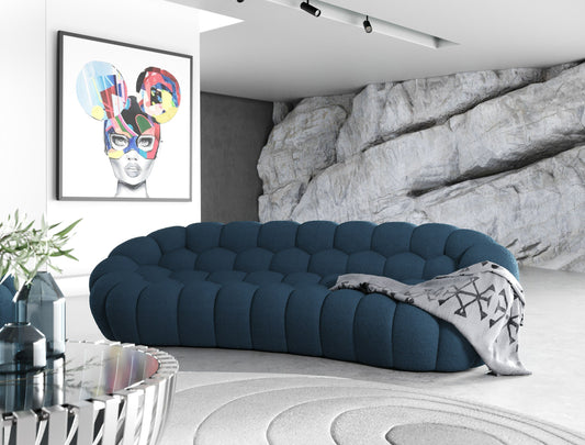 Divani Casa Yolonda - Modern Curved Dark Teal Fabric Sofa