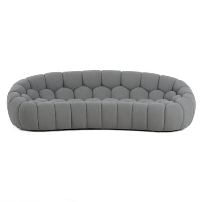 Divani Casa Yolonda Modern Curved Light Grey Fabric Sofa - Stylish and Comfortable Seating for Your Living Room