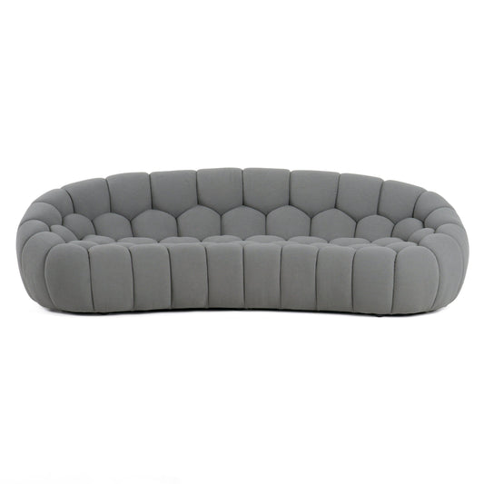 Divani Casa Yolonda Modern Curved Light Grey Fabric Sofa - Stylish and Comfortable Seating for Your Living Room