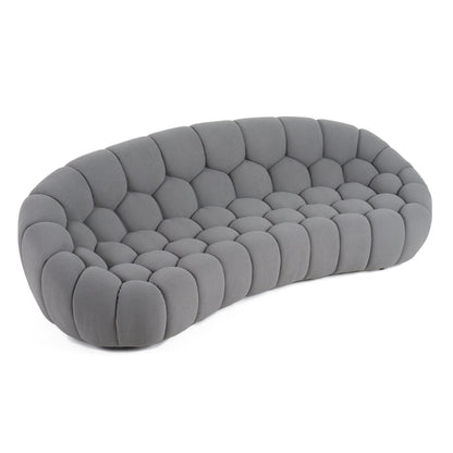 Divani Casa Yolonda Modern Curved Light Grey Fabric Sofa - Stylish and Comfortable Seating for Your Living Room