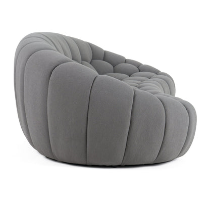 Divani Casa Yolonda Modern Curved Light Grey Fabric Loveseat - Chic and Cozy Seating for Your Living Room